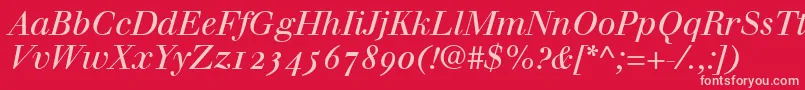 WalbaumItalicOldstyleFigures Font – Pink Fonts on Red Background