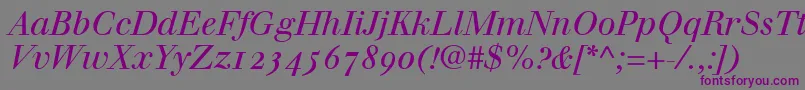 Шрифт WalbaumItalicOldstyleFigures – фиолетовые шрифты на сером фоне