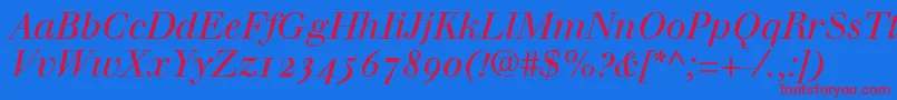 WalbaumItalicOldstyleFigures Font – Red Fonts on Blue Background