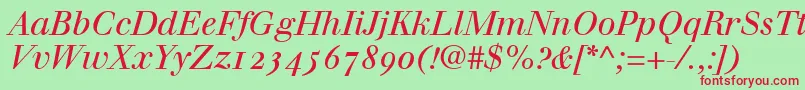 WalbaumItalicOldstyleFigures Font – Red Fonts on Green Background