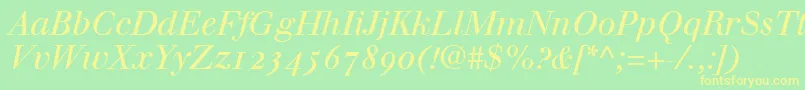 WalbaumItalicOldstyleFigures Font – Yellow Fonts on Green Background