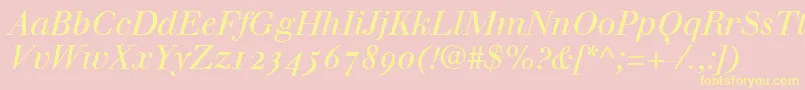 WalbaumItalicOldstyleFigures Font – Yellow Fonts on Pink Background