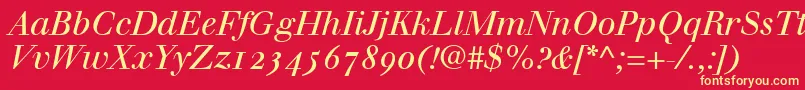 WalbaumItalicOldstyleFigures Font – Yellow Fonts on Red Background