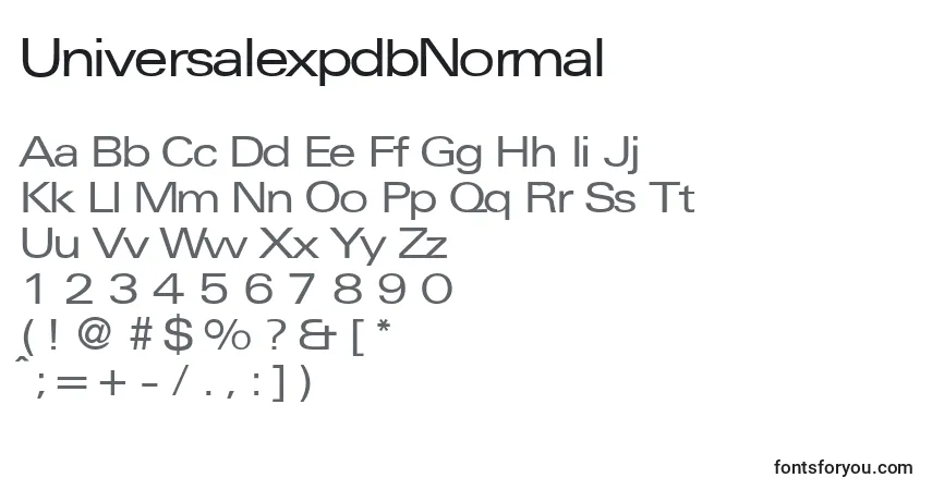 A fonte UniversalexpdbNormal – alfabeto, números, caracteres especiais