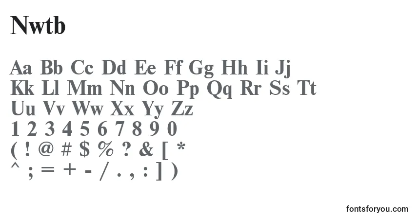 Schriftart Nwtb – Alphabet, Zahlen, spezielle Symbole