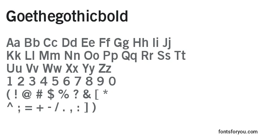 Czcionka Goethegothicbold – alfabet, cyfry, specjalne znaki