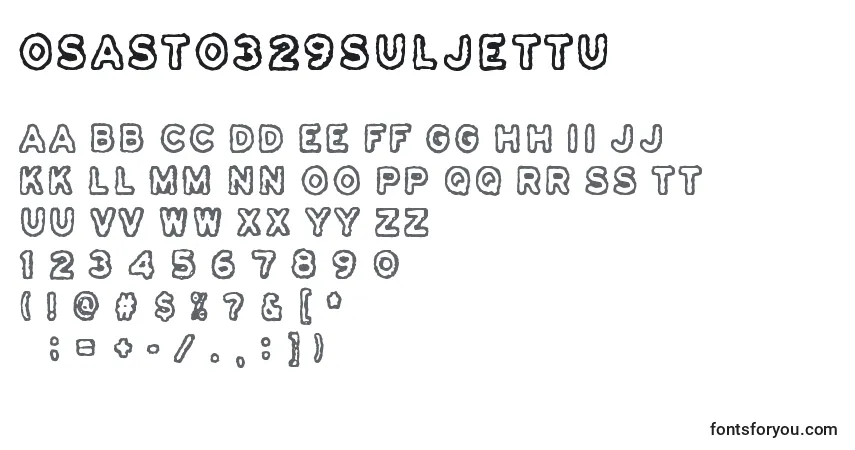 Czcionka Osasto329Suljettu – alfabet, cyfry, specjalne znaki