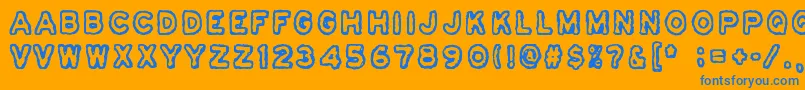 Osasto329Suljettu-Schriftart – Blaue Schriften auf orangefarbenem Hintergrund