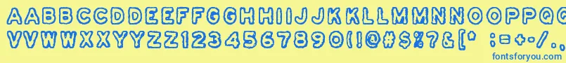 Шрифт Osasto329Suljettu – синие шрифты на жёлтом фоне