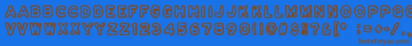 Osasto329Suljettu-Schriftart – Braune Schriften auf blauem Hintergrund