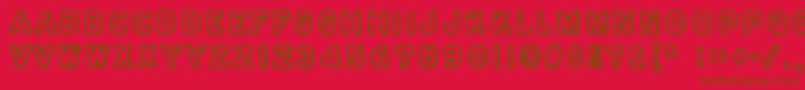 Шрифт Osasto329Suljettu – коричневые шрифты на красном фоне