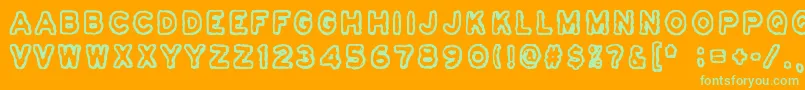 Шрифт Osasto329Suljettu – зелёные шрифты на оранжевом фоне