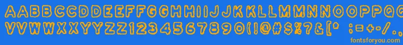 Osasto329Suljettu-Schriftart – Orangefarbene Schriften auf blauem Hintergrund