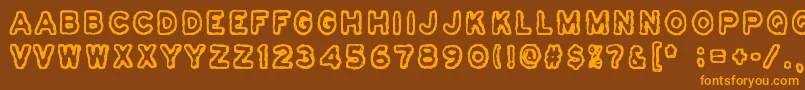Osasto329Suljettu-Schriftart – Orangefarbene Schriften auf braunem Hintergrund