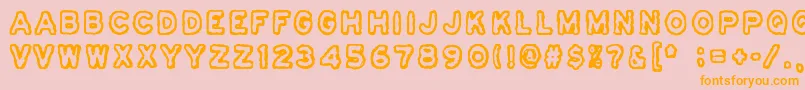Osasto329Suljettu-Schriftart – Orangefarbene Schriften auf rosa Hintergrund