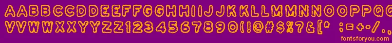 Osasto329Suljettu-Schriftart – Orangefarbene Schriften auf violettem Hintergrund