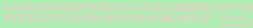 フォントOsasto329Suljettu – 緑の背景にピンクのフォント