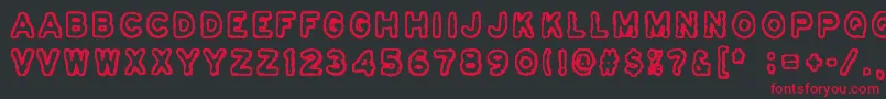 フォントOsasto329Suljettu – 黒い背景に赤い文字