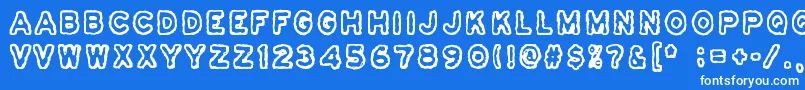 Osasto329Suljettu-Schriftart – Weiße Schriften auf blauem Hintergrund