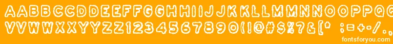 Osasto329Suljettu-Schriftart – Weiße Schriften auf orangefarbenem Hintergrund