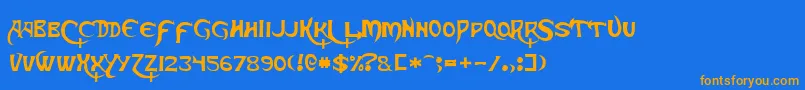 SkeksisNormal Font – Orange Fonts on Blue Background