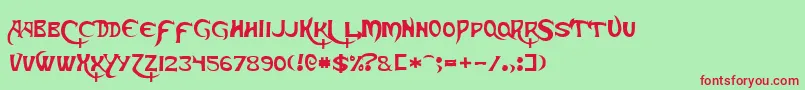 SkeksisNormal Font – Red Fonts on Green Background