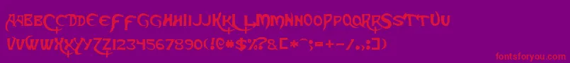 SkeksisNormal-Schriftart – Rote Schriften auf violettem Hintergrund