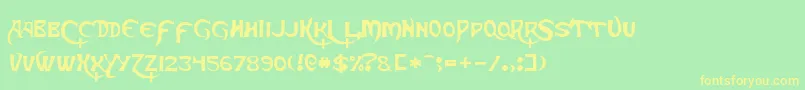 SkeksisNormal Font – Yellow Fonts on Green Background