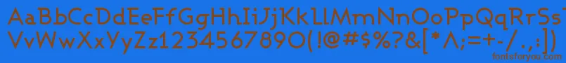 フォントAshbyMedium – 茶色の文字が青い背景にあります。