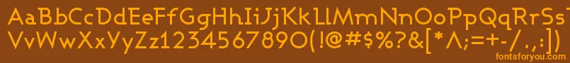 フォントAshbyMedium – オレンジ色の文字が茶色の背景にあります。