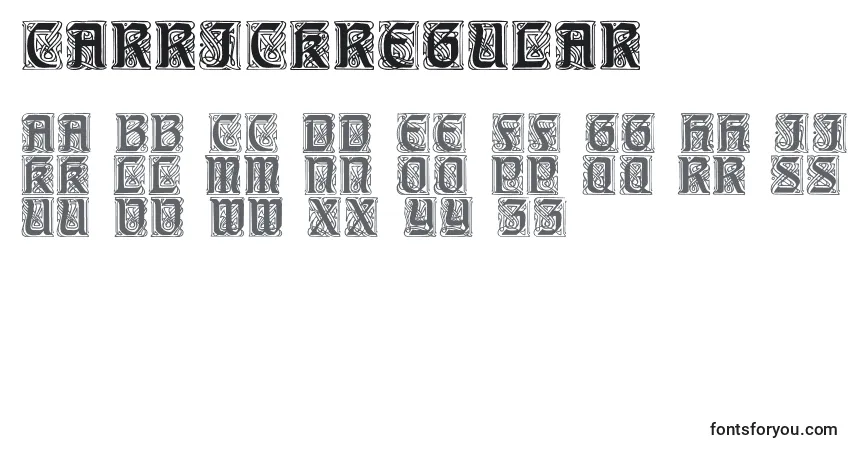 Czcionka CarrickRegular – alfabet, cyfry, specjalne znaki