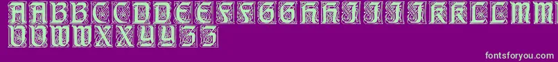 CarrickRegular-Schriftart – Grüne Schriften auf violettem Hintergrund