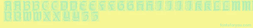 CarrickRegular-Schriftart – Grüne Schriften auf gelbem Hintergrund