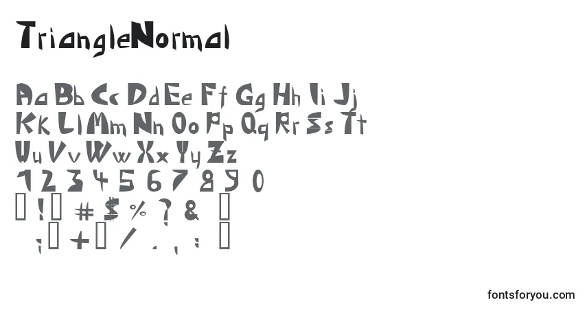 A fonte TriangleNormal – alfabeto, números, caracteres especiais