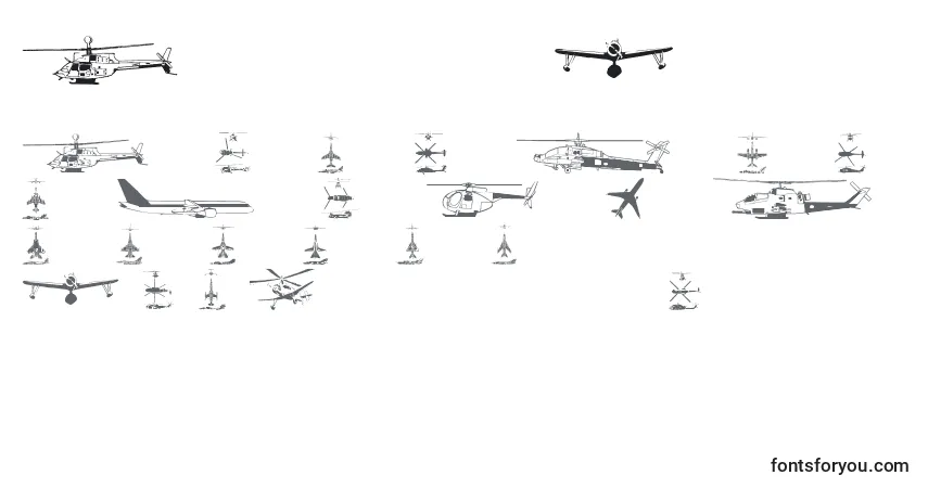 Fuente Aircraft1 - alfabeto, números, caracteres especiales