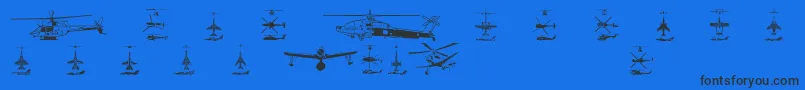 Aircraft1-Schriftart – Schwarze Schriften auf blauem Hintergrund