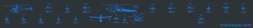 Weitere Informationen zur Aircraft1-Schriftart Aircraft1-Schriftart – Blaue Schriften auf schwarzem Hintergrund