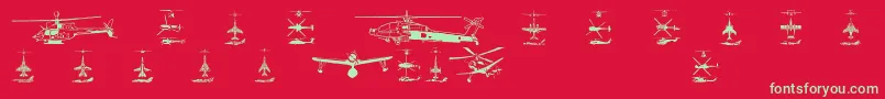 Aircraft1 Font – Green Fonts on Red Background