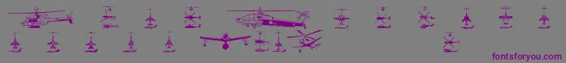 フォントAircraft1 – 紫色のフォント、灰色の背景