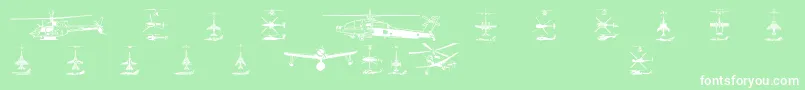 Aircraft1-Schriftart – Weiße Schriften auf grünem Hintergrund