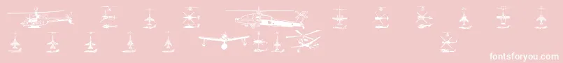 Aircraft1-Schriftart – Weiße Schriften auf rosa Hintergrund