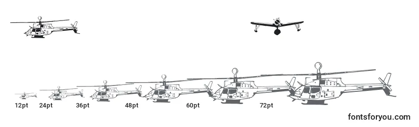 Größen der Schriftart Aircraft1