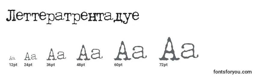 Размеры шрифта Letteratrentadue