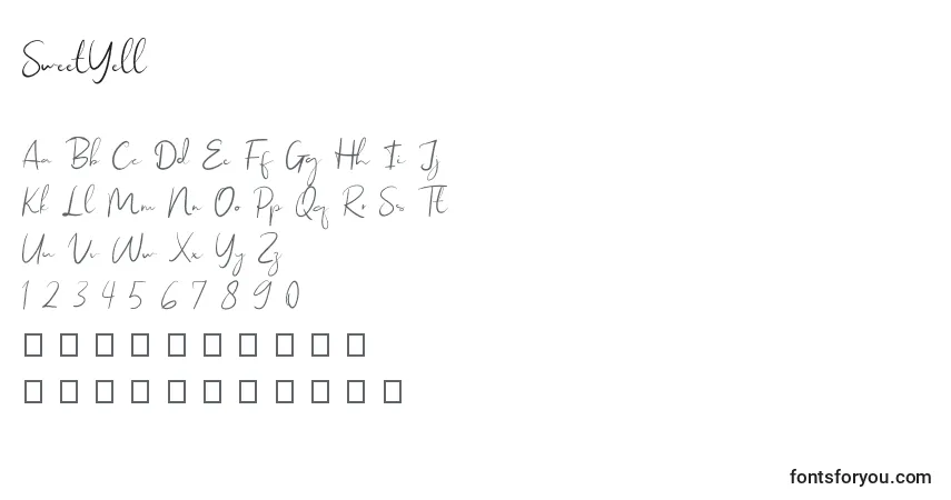Czcionka SweetYell (8484) – alfabet, cyfry, specjalne znaki