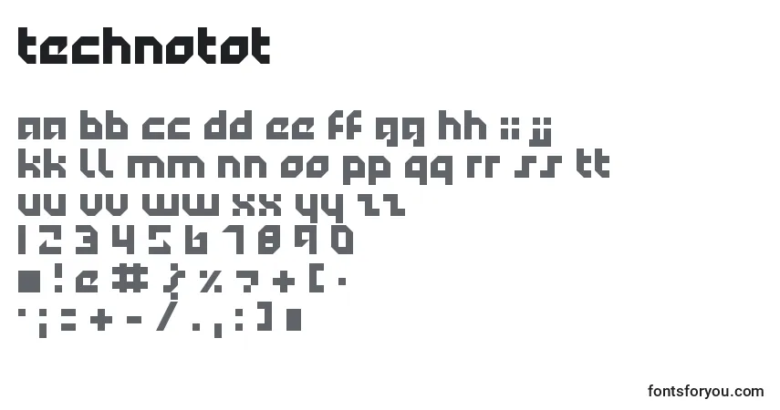 Czcionka Technotot – alfabet, cyfry, specjalne znaki