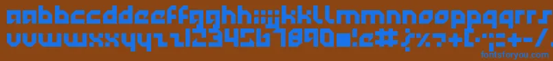 Technotot-Schriftart – Blaue Schriften auf braunem Hintergrund
