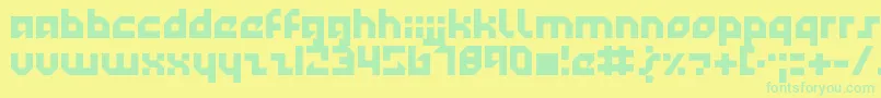 フォントTechnotot – 黄色い背景に緑の文字