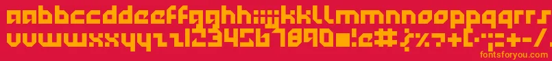 Technotot-Schriftart – Orangefarbene Schriften auf rotem Hintergrund