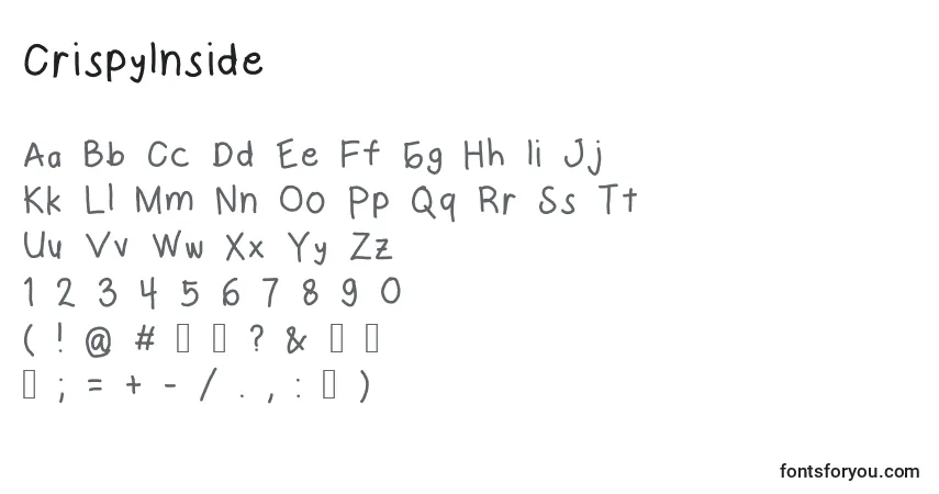 Czcionka CrispyInside – alfabet, cyfry, specjalne znaki