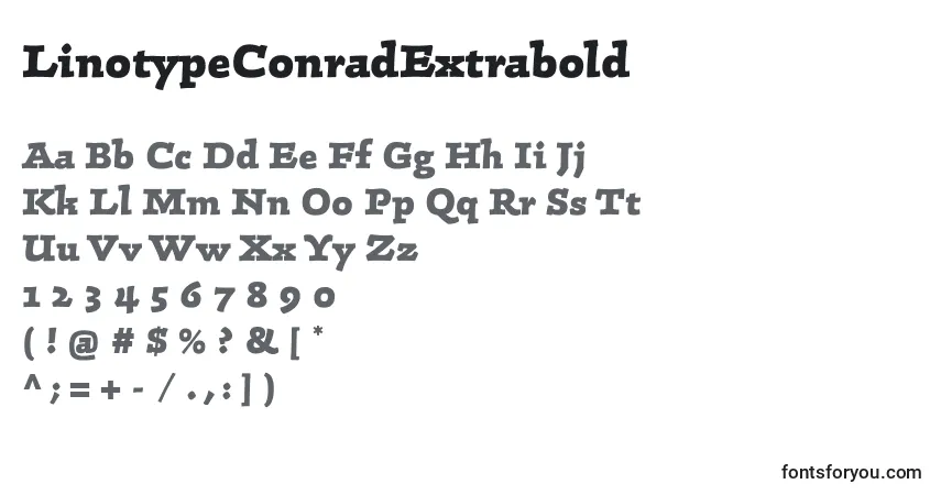 LinotypeConradExtrabold-fontti – aakkoset, numerot, erikoismerkit